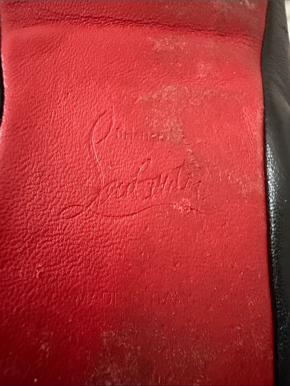 Christian Louboutin Black Leather Bow Ballet Flats with Red Trim - Picture 12 of 13